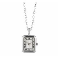 Chrome Rectangle Pendant Watch with Mother Of Pearl Dial