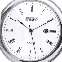 Full Hunter Chrome Plated Quartz Pocket Watch With T Bar Chain