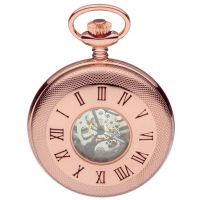17 Jewel Mechanical Rose Gold Plated Half Hunter Pocket Watch