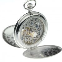 17 Jewel Sterling Silver Double Hunter Mechanical Pocket Watch