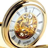 Gold Plated Double Hunter Mechanical Pocket Watch With Heartbeat Window