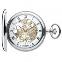 Chrome Plated Half Hunter Mechanical Pocket Watch With Open Back