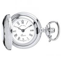 Silver Plated Half Hunter Quartz Pendant Necklace Watch
