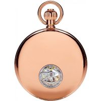 Rose Gold Double Half Hunter Mechanical Pocket Watch With Roman Numerals