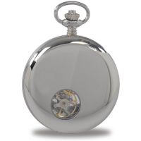 Chrome Double Half Hunter Skeleton Pocket Watch