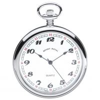 Chrome Plated Swiss Quartz Open Face Pocket Watch