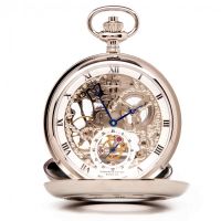 The Bridewell - Chrome Plated Mechanical Double Half Hunter Pocket Watch