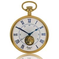 Gold Plated Mechancial 17 Jewel Mechanical Open Face Polished Pocket Watch