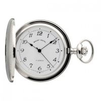 Chrome Plated Engine Turned Full Hunter Mechanical Pocket Watch