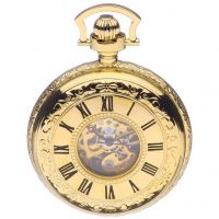 Gold Plated Mechanical Double Half Hunter Pocket Watch