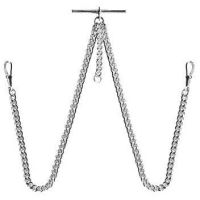 Sterling Silver 14 Inch Double Albert T-Bar Pocket Watch Chain