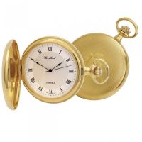 Gold Plated 17 Jewel Mechanical Full Hunter Pocket Watch Stippled Pattern