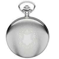Chrome Plated Engine Turned Full Hunter Mechanical Pocket Watch