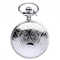 Silver Plated Full Hunter Pendant Necklace Watch