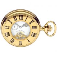 Gold Plated Mechanical Half Hunter Pocket Watch