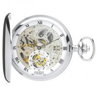 Chrome Plated Double Hunter Mechanical Pocket Watch