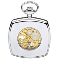Chrome/gold Plated Two Tone Mechanical Open Face Pocket Watch
