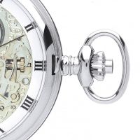 Chrome Plated Double Hunter Mechanical Pocket Watch