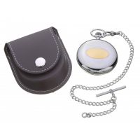 Two Tone Pocket Watch And Leather Case