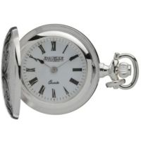 Womens Chrome Plated Full Hunter Flower Pendant Watch
