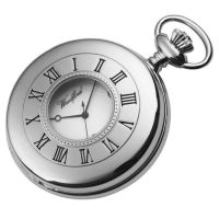 Half Hunter Chrome Plated 17 Jewel Mechanical Pocket Watch