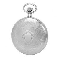 Chrome Plated Engine Turned Mechanical Full Hunter Pocket Watch