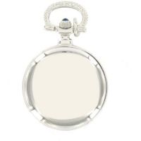 Silver Plated Open Faced Quartz Pendant Necklace Watch With Chain