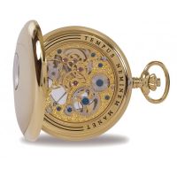 Gents Gold Plated Double Half Hunter Skeleton Pocket Watch