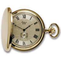 Gold Plated Polished Full Hunter Champagne Dial Quartz Pocket Watch