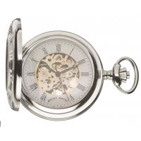 Half Hunter Chrome Plated Mechanical Pocket Watch