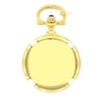 Gold Plated Open Faced Quartz Pendant Necklace Watch With Chain