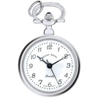 Silver Plated Open Faced Quartz Pendant Necklace Watch With Chain