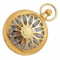 Gold Plated 17 Jewel Mechanical Full Hunter Pocket Watch Open Lace Effect