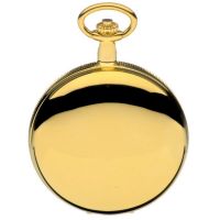 Gold Plated Skeleton Mechanical Double Hunter Pocket Watch