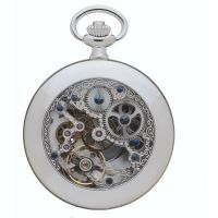 Chrome Plated Half Hunter Mechanical Pocket Watch With Open Back