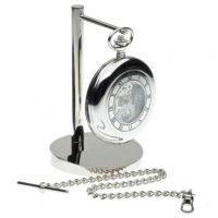 Half Hunter Mechanical Pocket Watch With Pouch & Stand