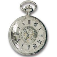 Silver Tone 17 Jewel Mechanical Half Hunter Pocket Watch