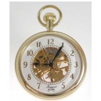 Gold Plated 17 Jewel Mechanial Skeleton Open Face Pocket Watch