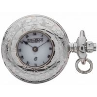 Chrome Plated Half Hunter Pendant Necklace Watch