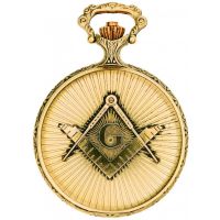 Full Hunter Gold Plated  Masonic Quartz Pocket Watch
