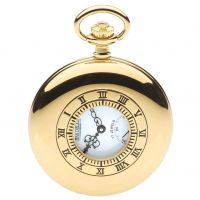 Half Hunter Gold Plated Mechanical Pocket Watch With White Face