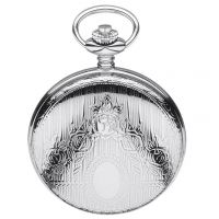 Chrome Plated Full Hunter Quartz Pocket Watch White Dial