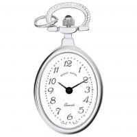 Silver Plated Open Face Quartz Oval Pendant Necklace Watch