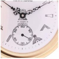 17 Jewel Masonic Gold Plated Mechanical Full Hunter Pocket Watch