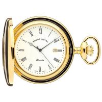 Gold Plated Swiss Quartz Half Hunter Pocket Watch