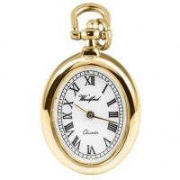 Ladies Oval Quartz Gold Plated Pendant Necklace Watch