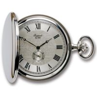 Silver Tone Polished Full Hunter Quartz Pocket Watch