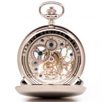 The Bridewell - Chrome Plated Mechanical Double Half Hunter Pocket Watch