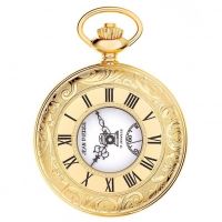 Gold Plated Masonic Half Hunter Mechanical Pocket Watch