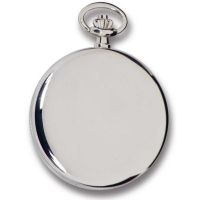 Silver Tone Polished Full Hunter Quartz Pocket Watch